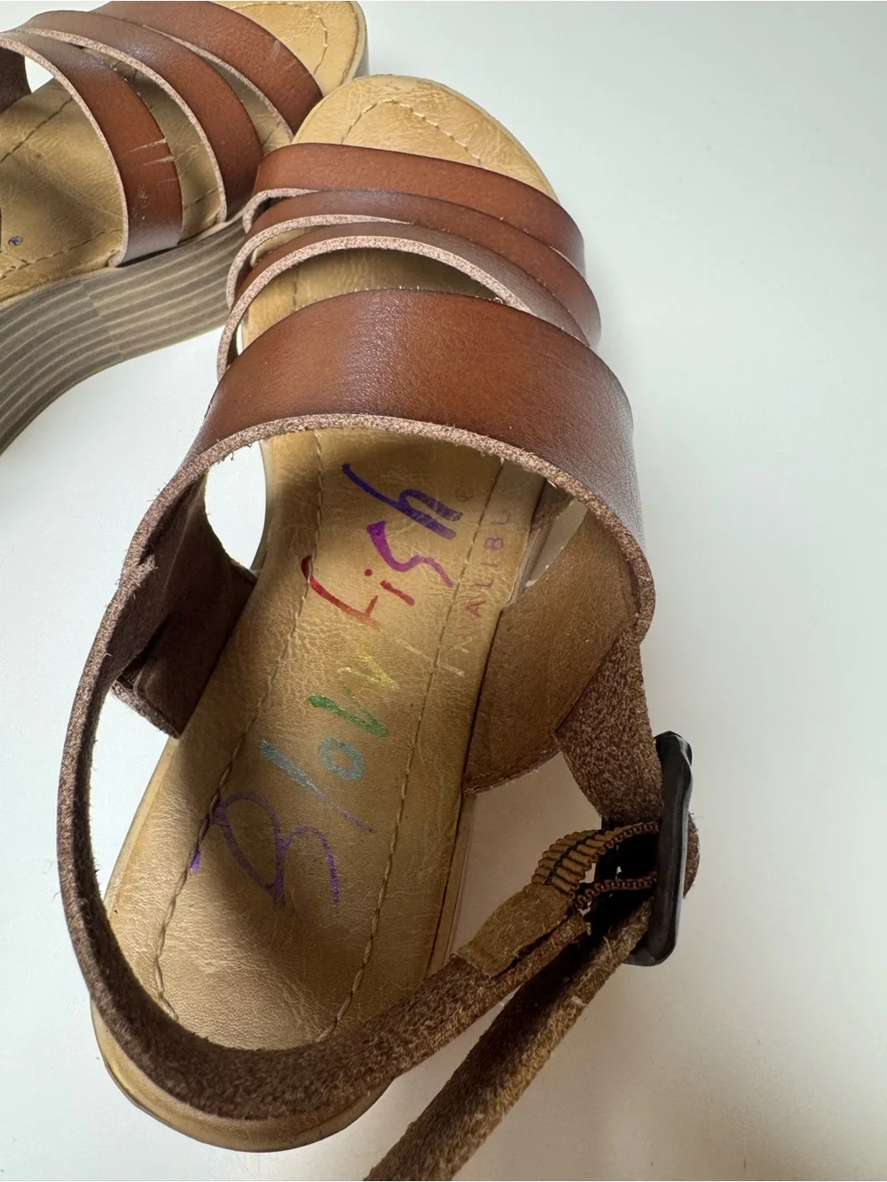 Blowfish Malibu Aurora Brown Strappy Platform Wedge Sandals, Size 6, EUC